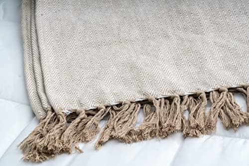 ליטו פשתן ומגבת פרימיום כותנה שמיכה | שמיכה ארוגה דקורטיבית קלה וחמה רכה משקל עם שוליים | ספה,